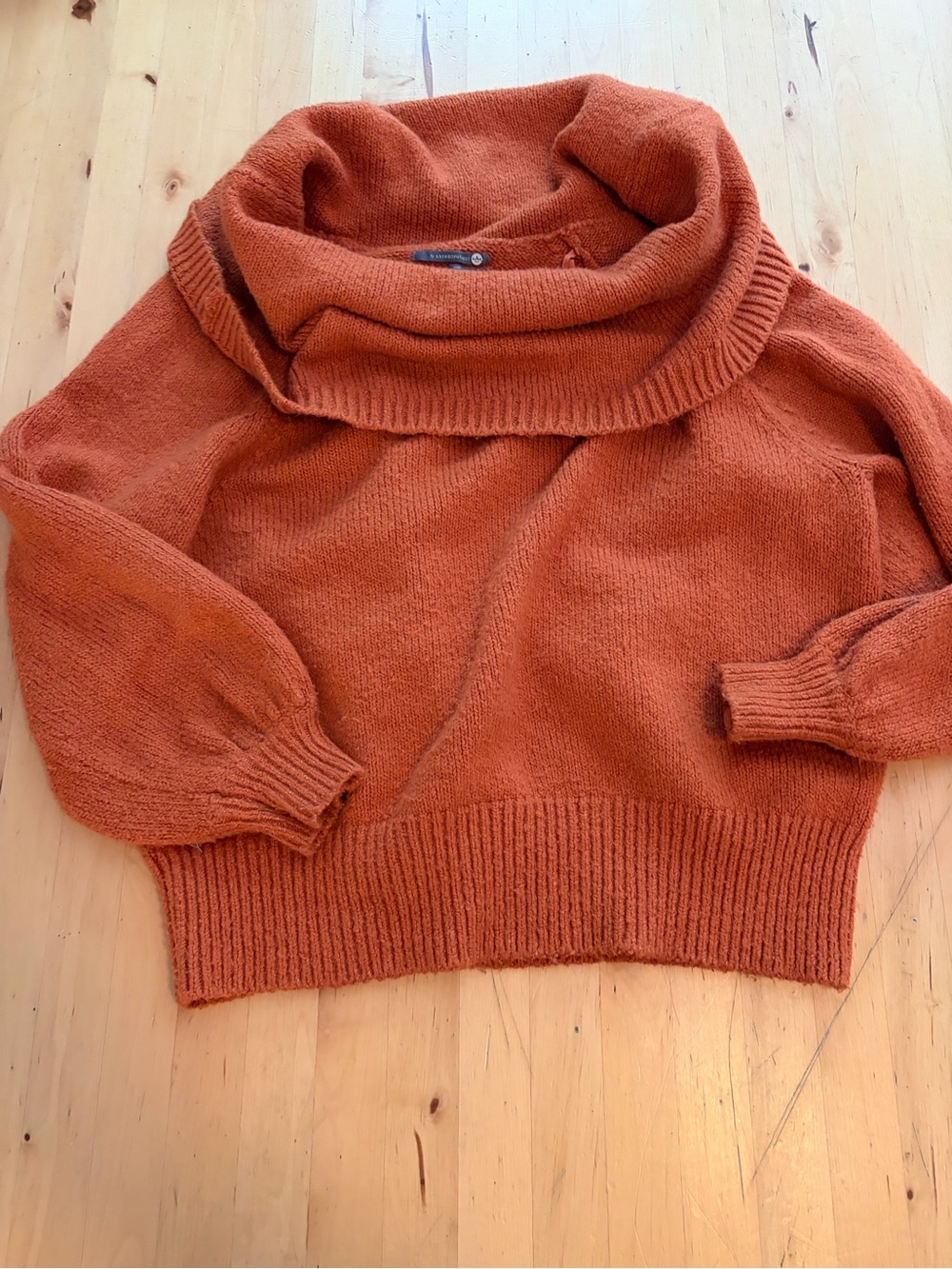 Anthropologie Oversized Cowl Neck Sweater - Rust Orange